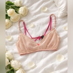 Aerie Pink and Cream Lace Bralette size L